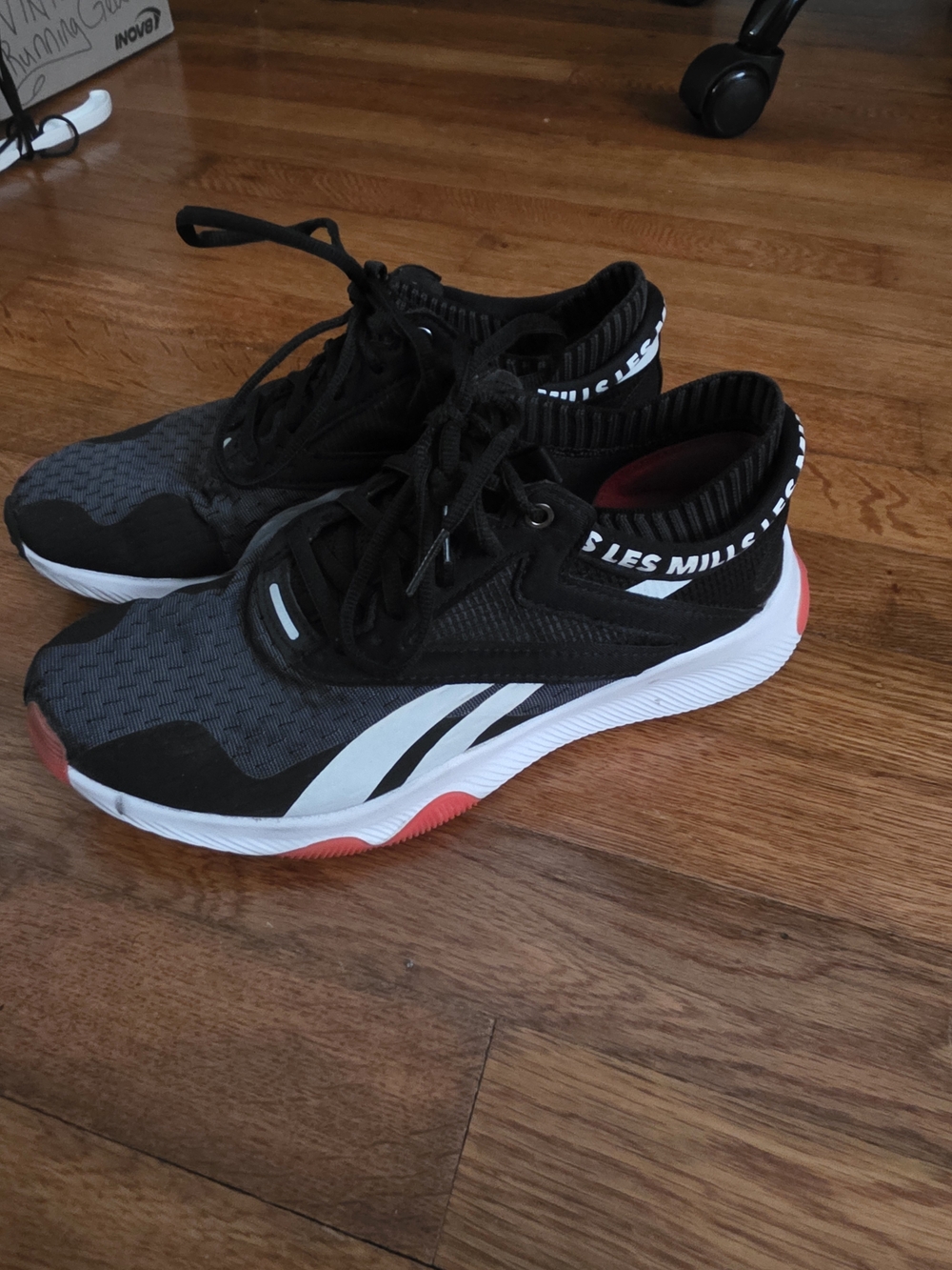 Reebok Women's Black Gray White Athletic Sneakers with Coral Accents